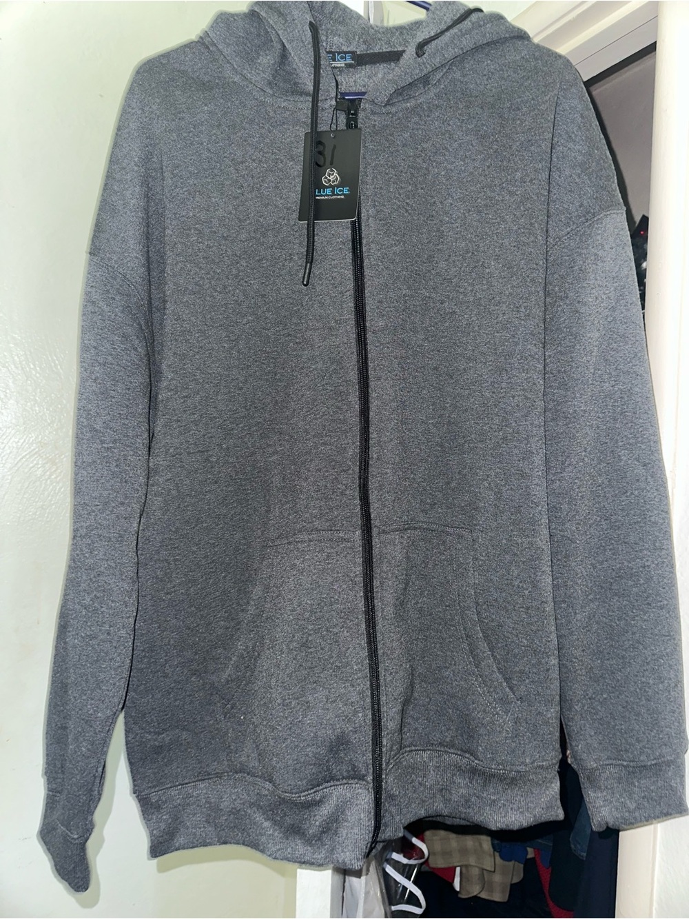 Men’s Gray Full-Zip Hooded Sweater
